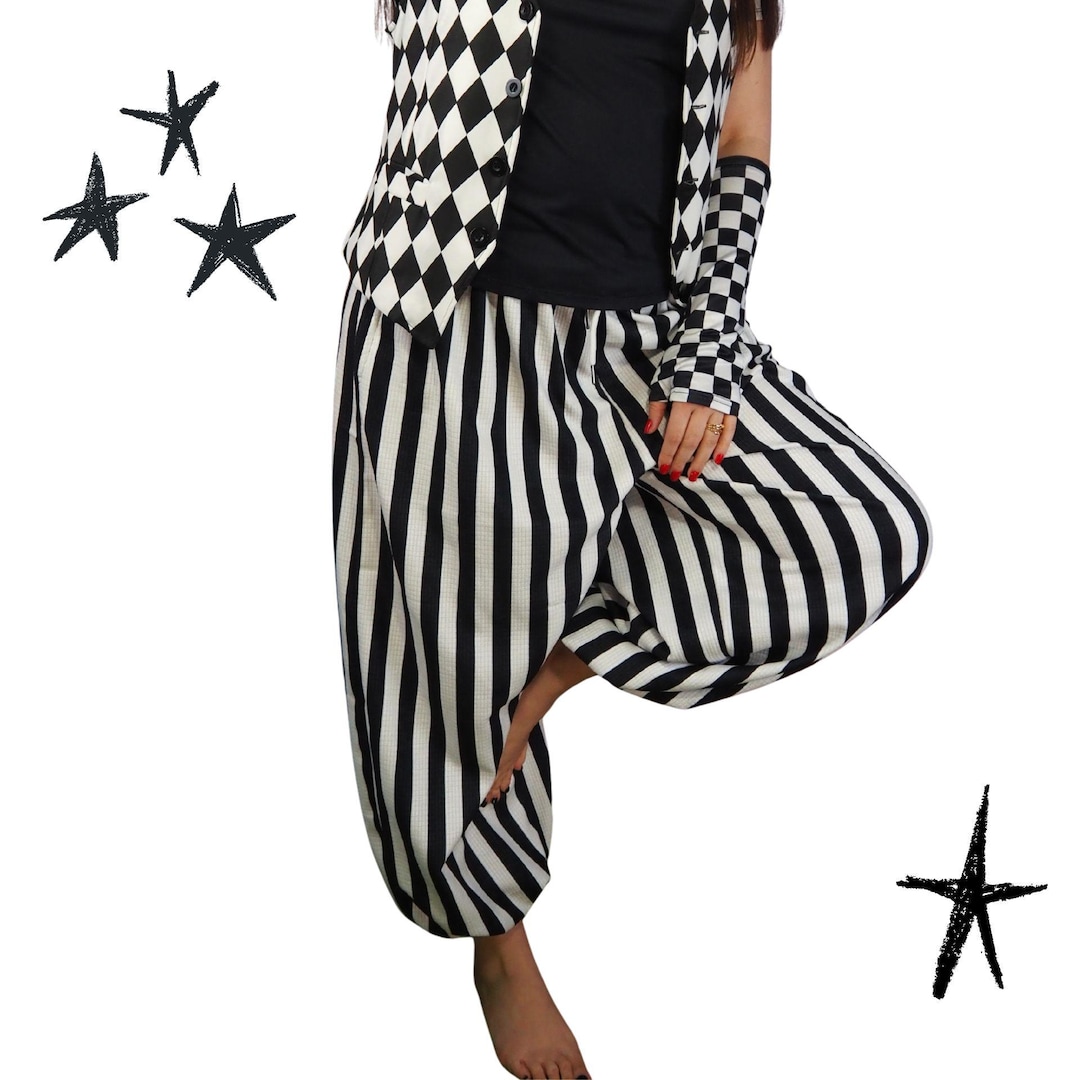 Baggy Pantaloons Pierrot Stripe Black White Pro Jester Balloon