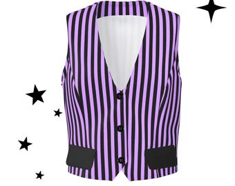 Amethyst Circus Stripe Womens Vest Lavender Purple Costume Femme Waistcoat