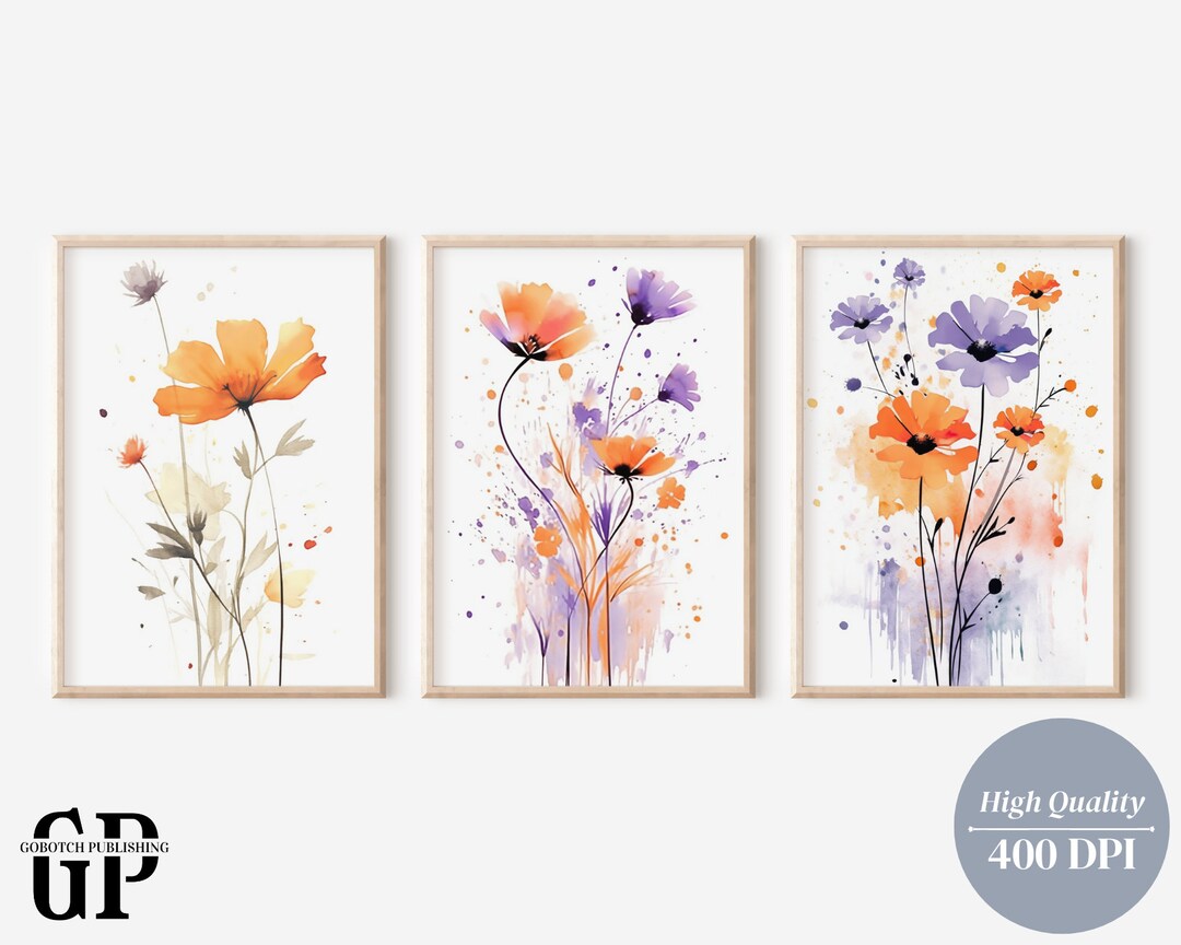 PRINTABLE Wildflower Watercolor Art Floral Gallery Wall Set of - Etsy