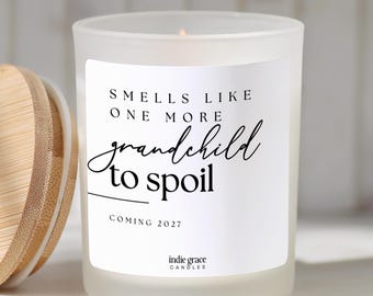 Pregnancy Announcement Gift Candle for Grandparents Smells Like One More Grandchild to Spoil Candle
