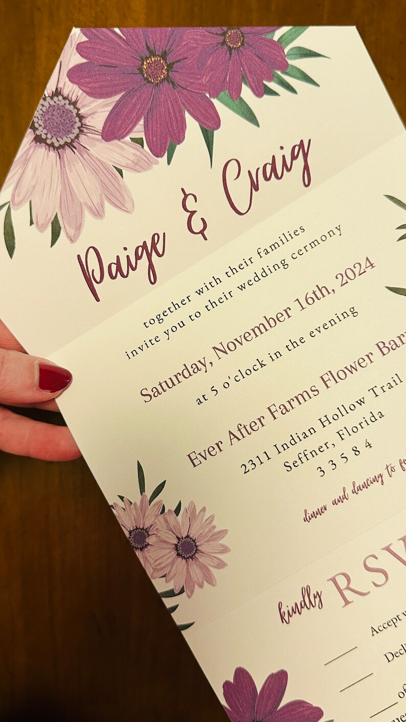 ALL-IN-ONE Invitation Template With Removable Rsvp Card, Fold and Send Invite, Diy All in One ...