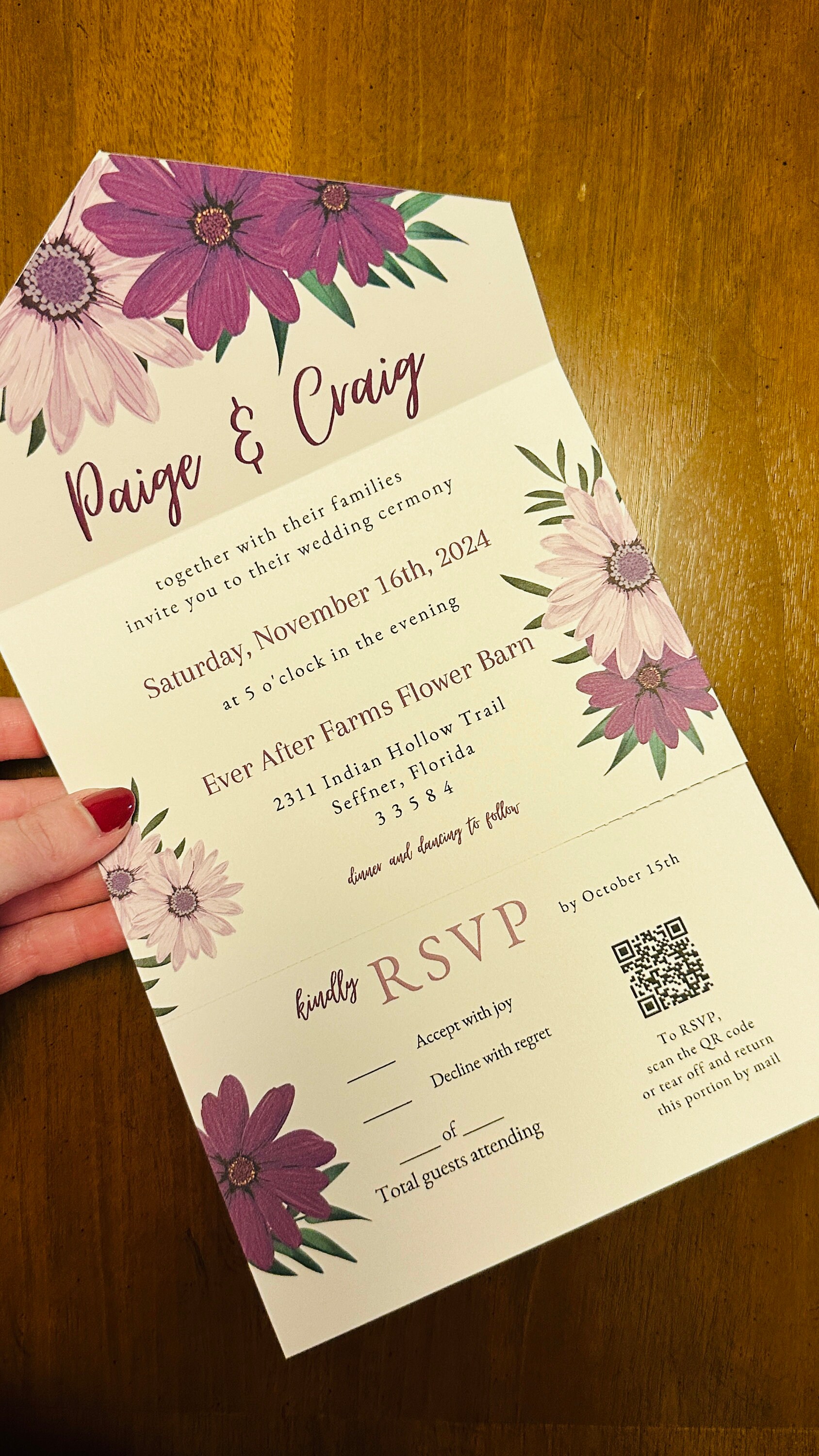 ALL-IN-ONE Invitation Template With Removable Rsvp Card, Fold and Send Invite, Diy All in One ...