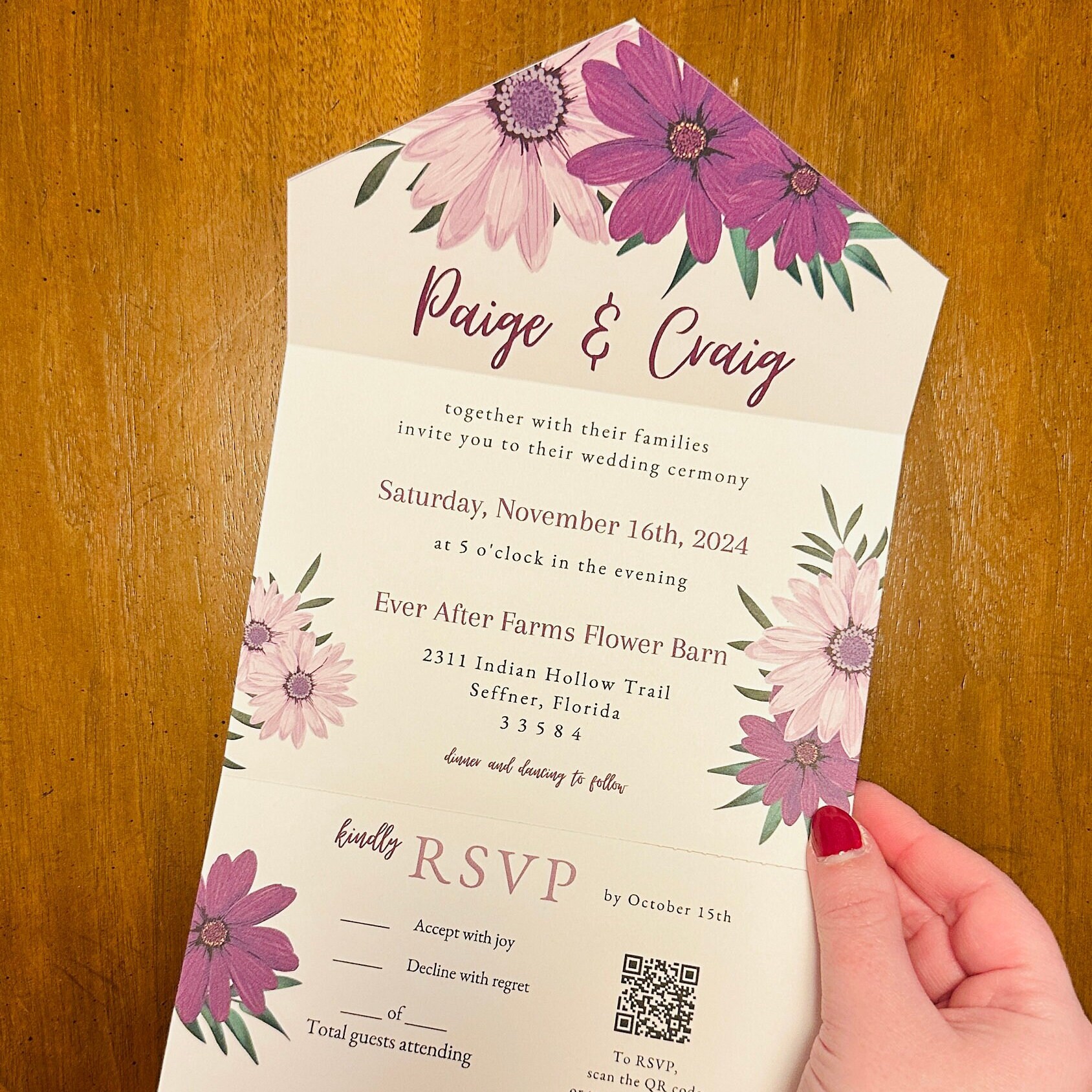 ALL-IN-ONE Invitation Template With Removable Rsvp Card, Fold and Send Invite, Diy All in One ...
