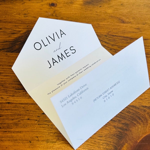 ALL-IN-ONE invitation template with Rsvp card, diy fold and send invite, diy all in one wedding invite, minimalist simple wedding invitation