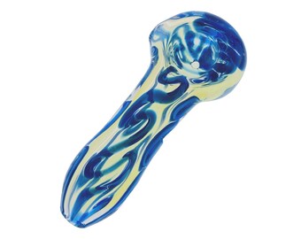 Hand Blown Inside Out Color Changing California Made Glass Pipe with Two Tone Cane Work Design
