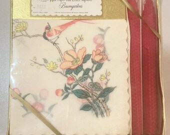 Baumgarten's Box Rice Paper Silk Effect Napkins 20 Luncheon Napkins With Candles
