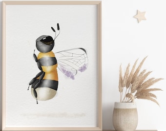 Hummel Kinderzimmer Druck, Hummel Kinderzimmer Dekor, Aquarell Wandkunst, druckbare Kinderzimmer Kunst, Biene, Kinderzimmer Dekoration, Digitaldrucke