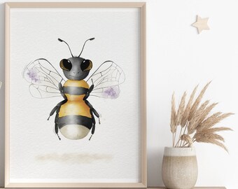Hummel Kinderzimmer Druck, Hummel Kinderzimmer Dekor, Aquarell Wandkunst, druckbare Kinderzimmer Kunst, Biene, Kinderzimmer Dekoration, Digitaldrucke