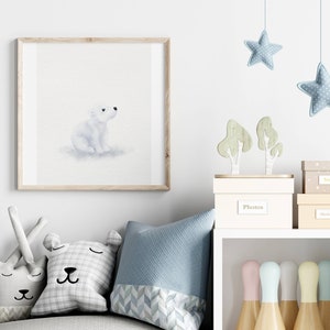 Cute Polar Bear Nursery Print, Arctic Nursery Decor, Watercolor Wall Art, Printable Nursery Art, Polar Bears, Kids Room Decor, Digital Print