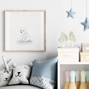 Cute Polar Bear Nursery Print, Arctic Nursery Decor, Watercolor Wall Art, Printable Nursery Art, Polar Bears, Kids Room Decor, Digital Print