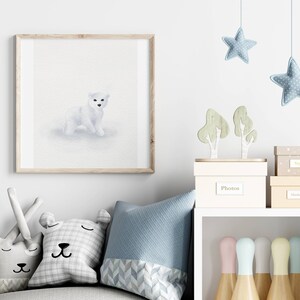Cute Polar Bear Nursery Print, Arctic Nursery Decor, Watercolor Wall Art, Printable Nursery Art, Polar Bears, Kids Room Decor, Digital Print
