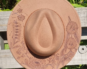 Australian Natives flower design burnt hat