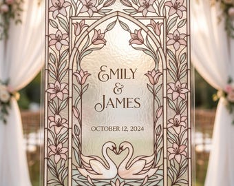 Plantilla de letrero de bienvenida para bodas con efecto vitral de Lily Swan, decoración acrílica (descarga digital)