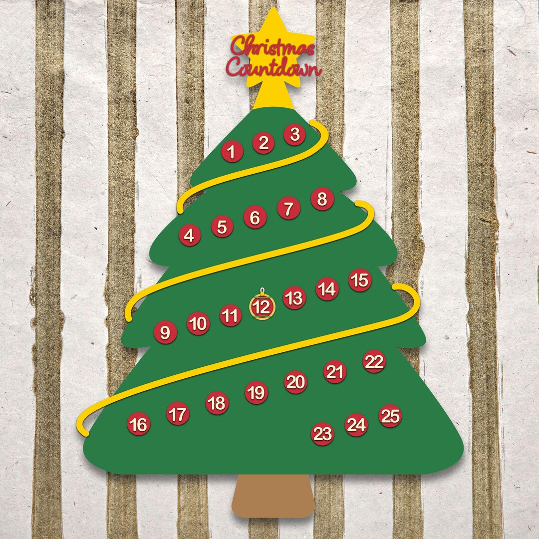 Tree Countdown Poster Christmas Tree Countdown SVG, Laser Cut Files Glowforge, Advent ...