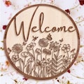 Wildflower Butterfly Welcome Round Sign SVG DXF, Laser Cut Files Glowforge, Silhouette Cricut, Front Door Hanger, Spring Summer Garden Yard product logo