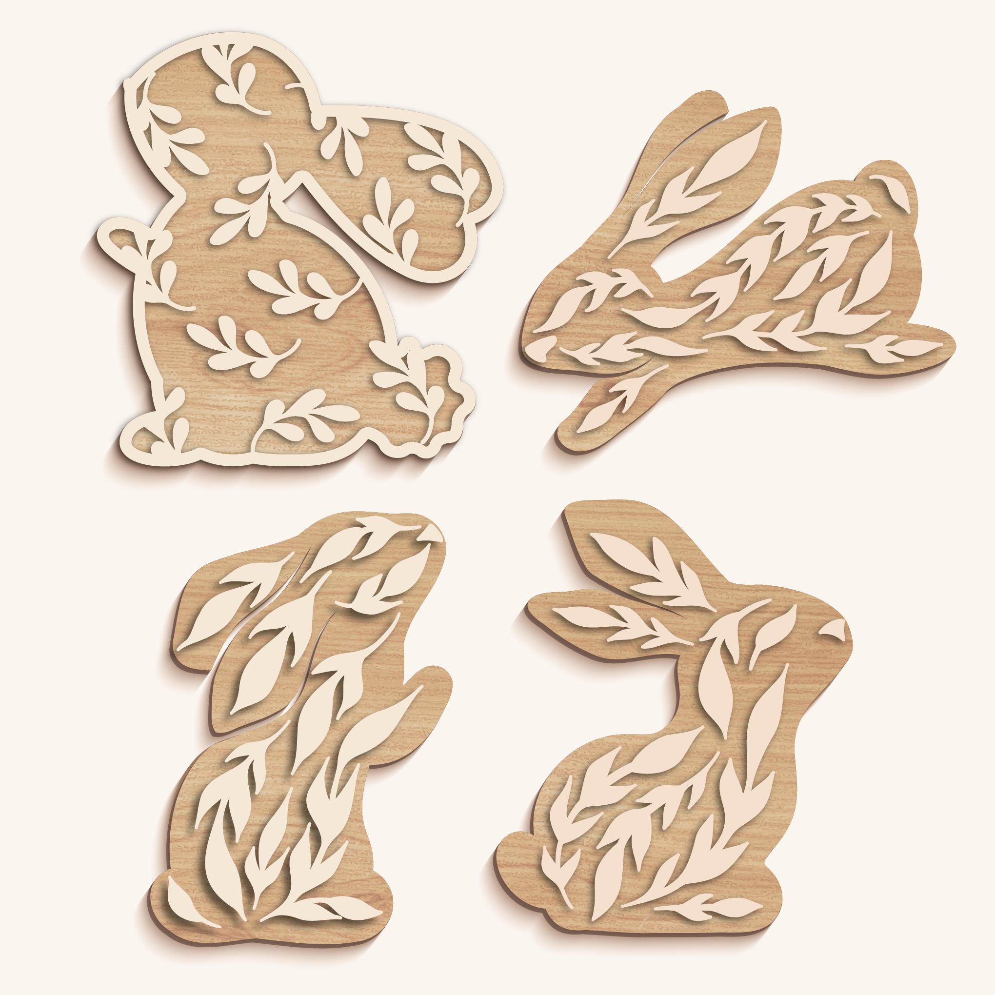 Leafy Bunny SVG DXF Bundle, Laser Cut Files, Glowforge Silhouette ...