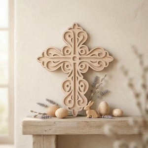 Layered Cross Set SVG Dxf Png, Laser Cut Files Glowforge, Silhouette Cricut, Wooden Crucifix Decor, Ornate Christian Symbol, Jesus Christ