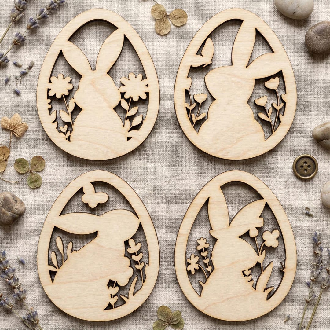 Floral Easter Bunny Egg SVG DXF, Laser Cut Files Glowforge Silhouette ...