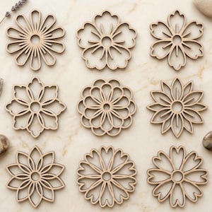 30 Floral Blossom SVG DXF, Laser Cut Files Glowforge Silhouette Cricut, Spring Geometric Flower Bloom Wildflower Farmhouse Spring Decor 3D