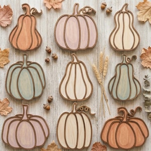 Calabazas SVG DXF, archivos de corte láser para Glowforge Cricut, decoración de otoño (descarga digital)