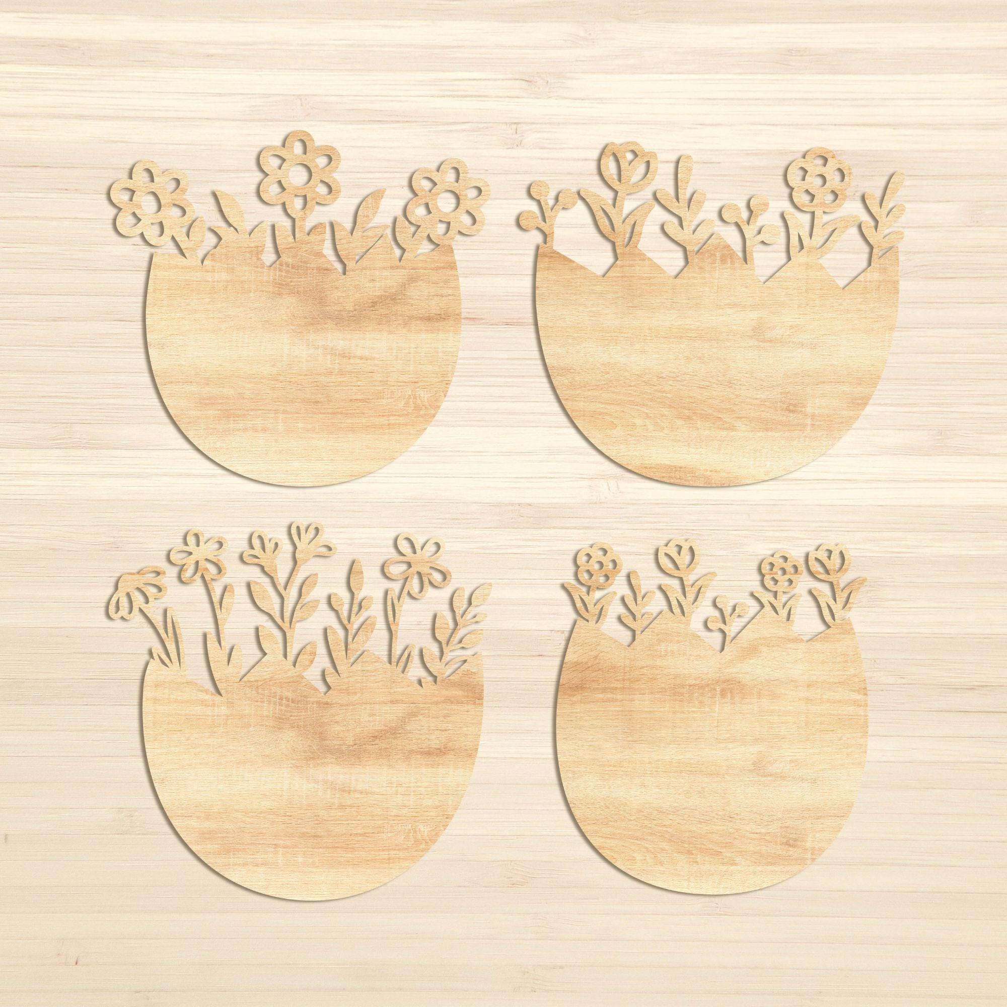 Floral Easter Cracked Egg SVG DXF Bundle, Laser Cut Files Glowforge ...