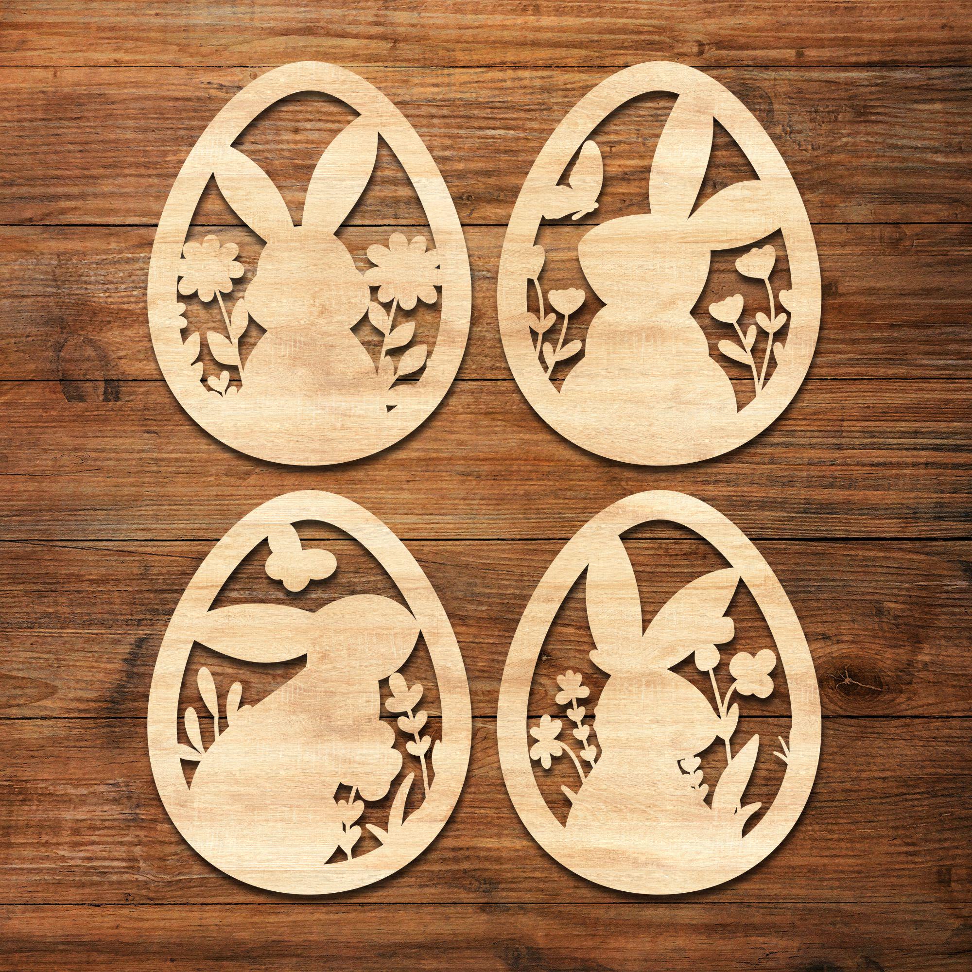 Floral Easter Bunny Egg SVG DXF, Laser Cut Files Glowforge Silhouette ...