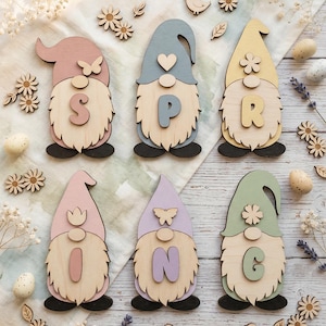 S-P-R-I-N-G Gnomes SVG DXF Set, Laser Cut Files for Glowforge Cricut (Digital Download)