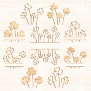 Split Shamrock Glücksklee Blatt SVG, Laser Cut Dateien Glowforge Silhouette Cricut, irisch grün 3D St Patrick's Day, Pflanzen Umriss Linie Kunst