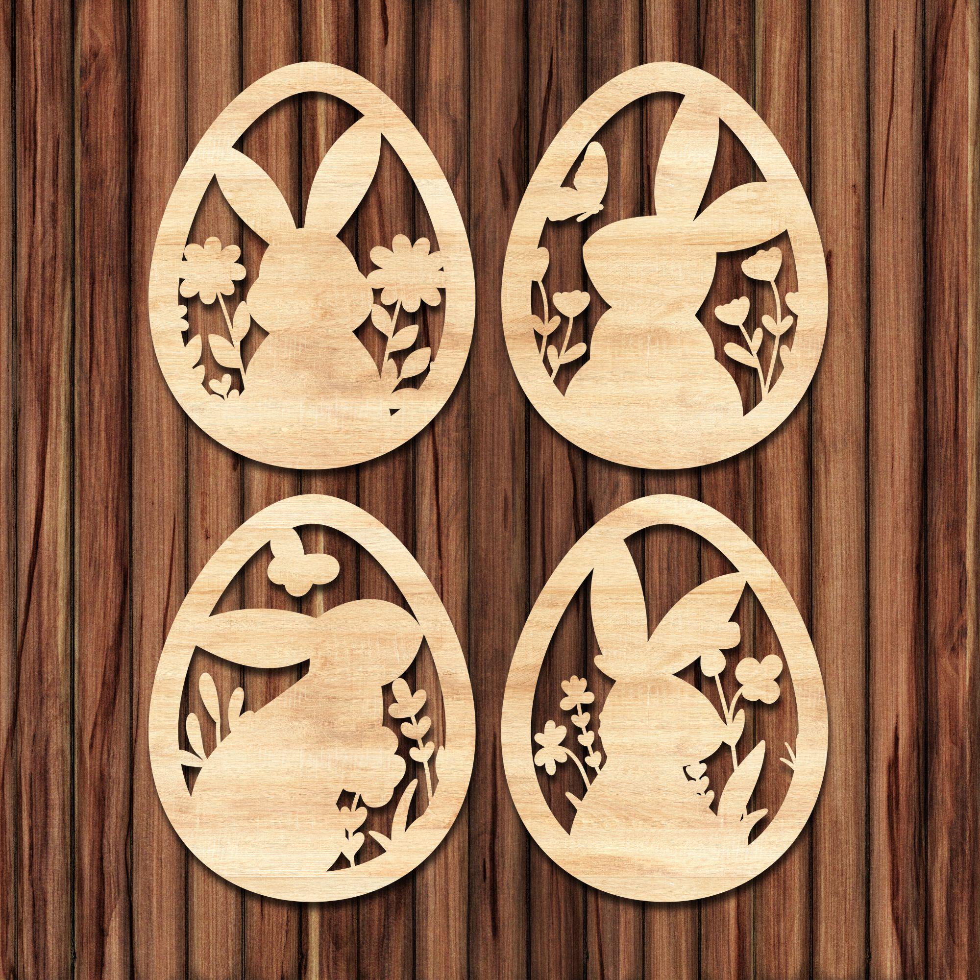 Floral Easter Bunny Egg SVG DXF, Laser Cut Files Glowforge Silhouette ...