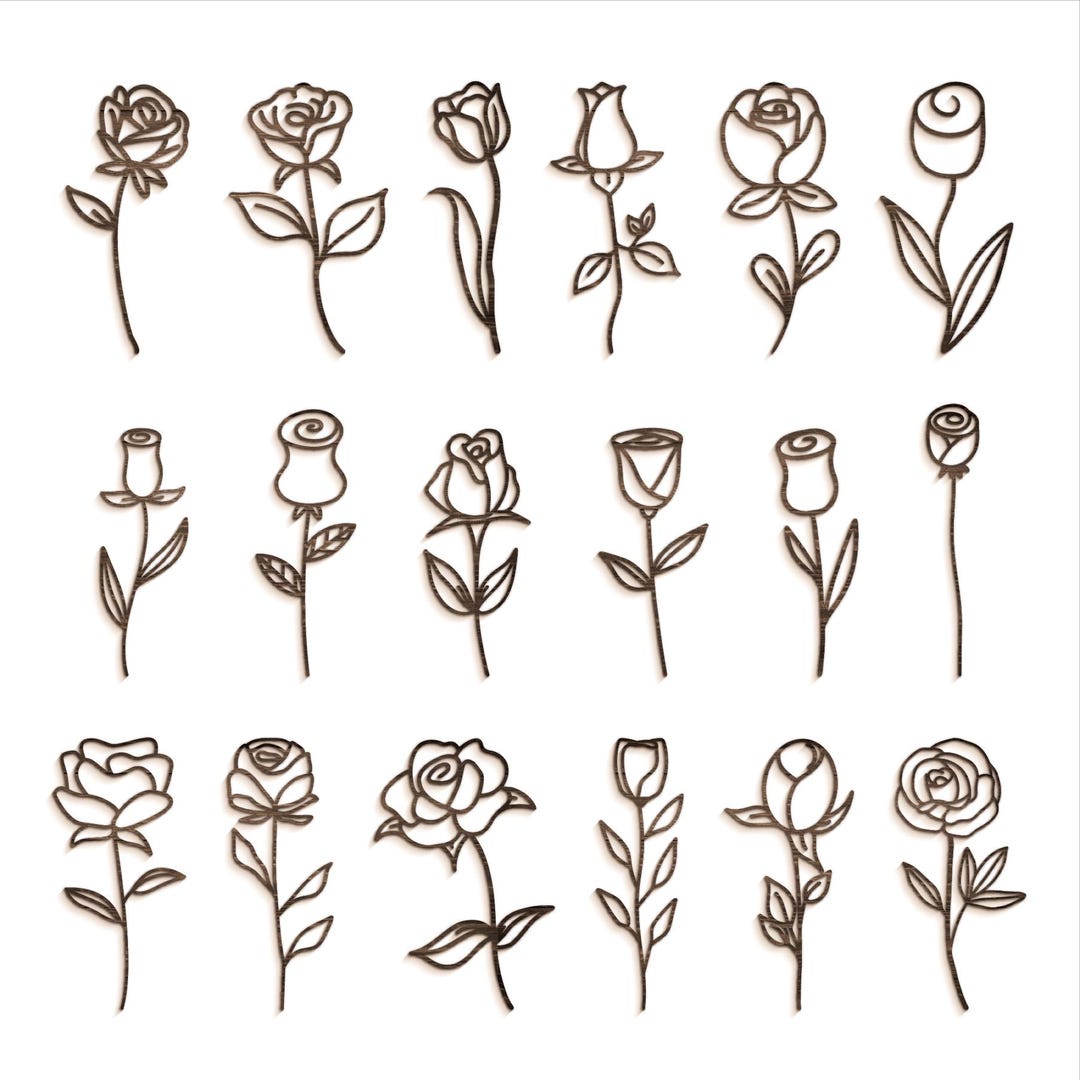 18 Roses SVG Pdf Dxf Eps, Laser Cut Files Glowforge Silhouette Cricut ...