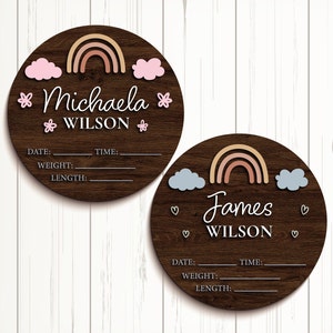 Baby Birth Stat Round Sign SVG DXF, Laser Cut Files Glowforge, Silhouette Cricut, Frame Wreath Display, Boy Girl Name Status Announcement