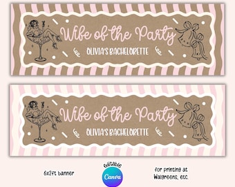Printable Wife of the Party Banner Template, 2x6ft Editable Canva Template, Bachelorette Photo Prop, Wall Backdrop (Digital Download)
