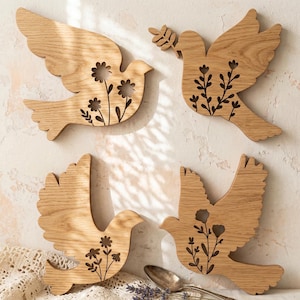 Blumen Taube SVG, Laser Cut Dateien Glowforge Silhouette Cricut, weißer Vogel Zweig Fliegen Symbol, Hochzeit Ostern, Wildblumen Bauernhaus Frühling