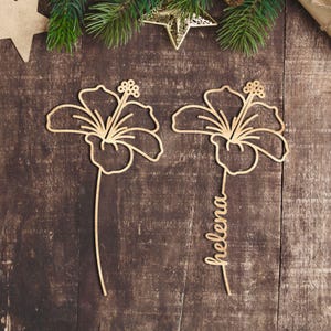 Hibiscus nom fleur SVG DXF, fichiers découpés au laser Glowforge Silhouette Cricut, décoration printanière de ferme tropicale printanière, personnalisé