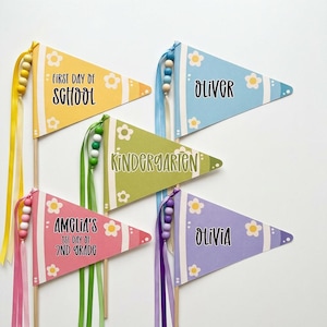 Personalizable Crayon Pennant Flag, Editable Canva Template, Printable Groovy School Pennant, DIY A4 Size Photo Prop (Digital Download)