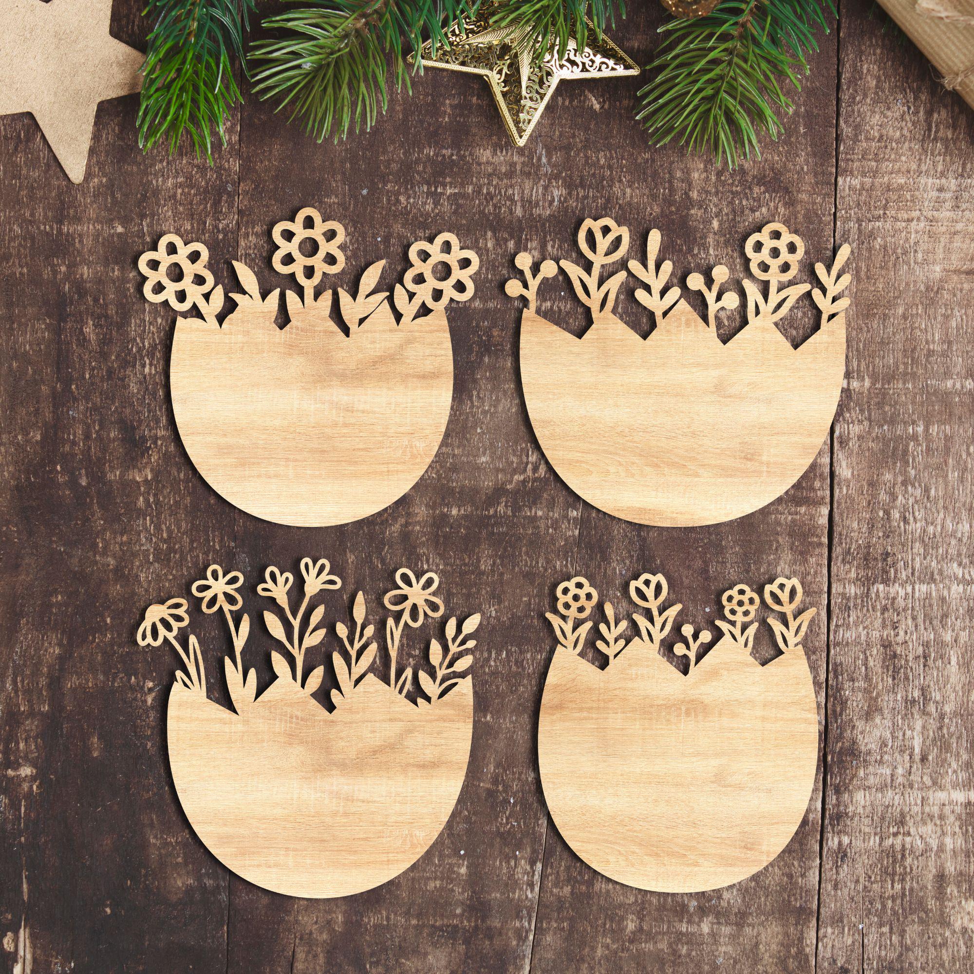 Floral Easter Cracked Egg SVG DXF Bundle, Laser Cut Files Glowforge ...