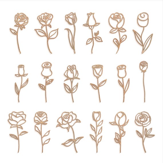 18 Roses Line Art SVG Bundle, Laser Cut Files (Digital Download)