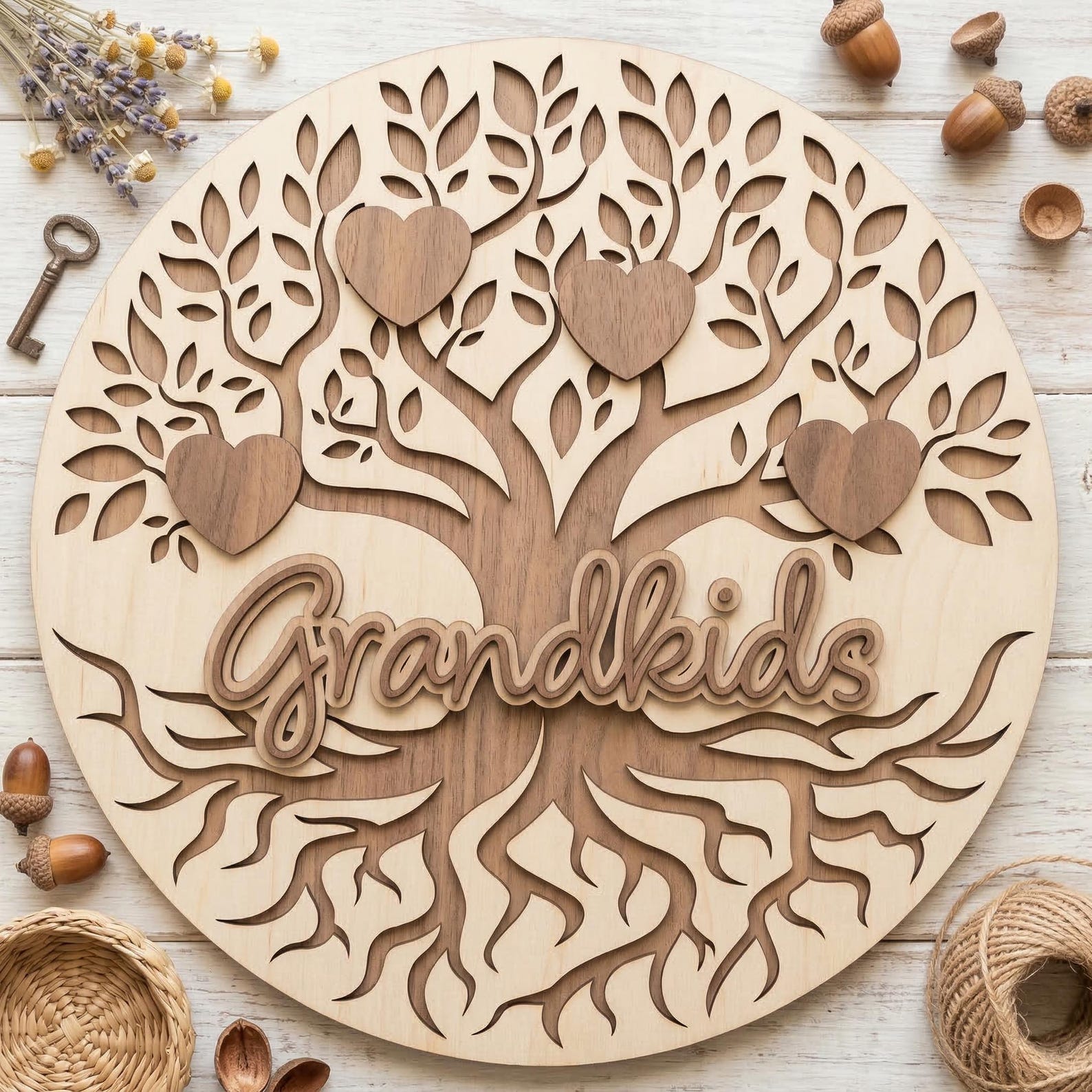 Tree Round Sign Family Tree Round Sign Bundle SVG DXF, Laser Cut Files Glowforge, Front ...