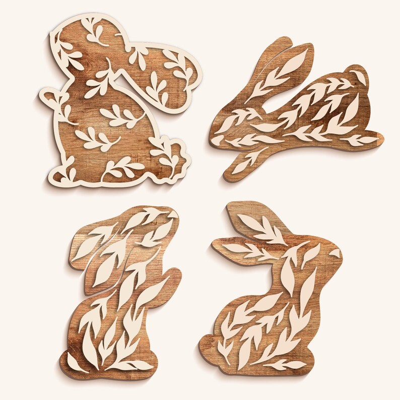 Leafy Bunny SVG DXF Bundle, Laser Cut Files, Glowforge Silhouette ...