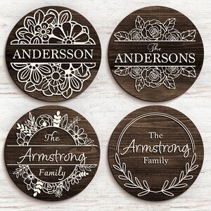 Floral Family Split Name Monogram SVG DXF, Laser Cut Files Glowforge ...
