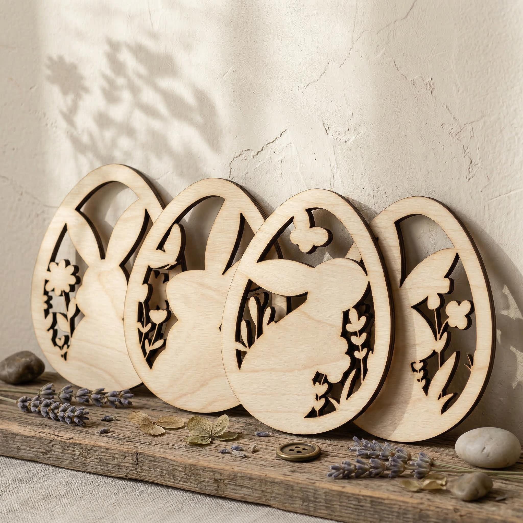 Floral Easter Bunny Egg SVG DXF, Laser Cut Files Glowforge Silhouette ...