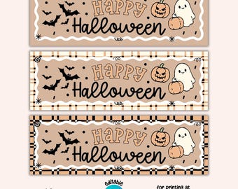 Printable Happy Halloween Banner, 2x6ft Editable Canva Template, Classroom Party Photo Prop, Wall Backdrop (Digital Download)