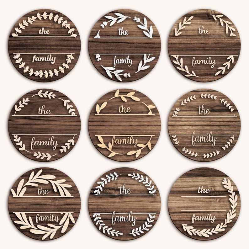 Split Family Sign Family Split Monogram SVG DXF, Laser Cut Files, Personalized Name ...