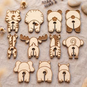 11 Clip per pane a forma di sedere di animali selvatici in formato SVG DXF, file per taglio laser Glowforge (download digitale)