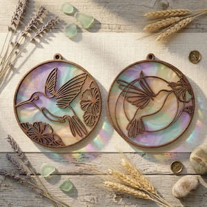 Hummingbird Suncatcher SVG DXF, Laser Cut Files Glowforge, Stained Glass Window Hanger, Acrylic Ornament