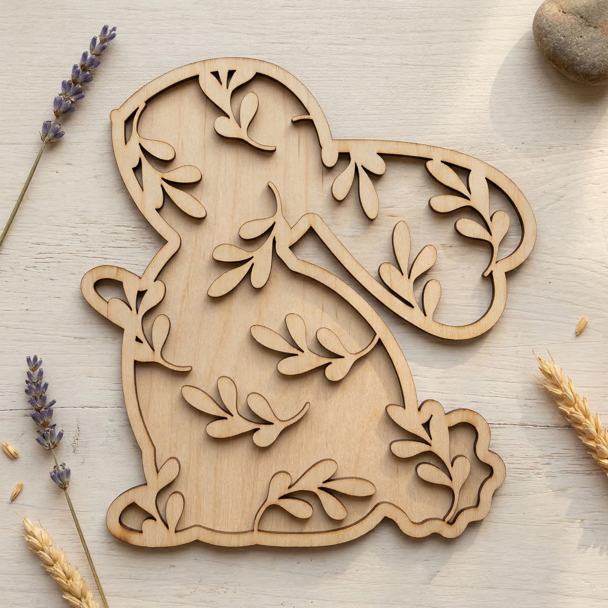 Leafy Bunny SVG DXF Bundle, Laser Cut Files, Glowforge Silhouette ...