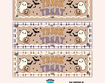 Printable Trick or Treat Banner, 2x6ft Editable Canva Template, Classroom Party Photo Prop, Wall Backdrop (Digital Download)