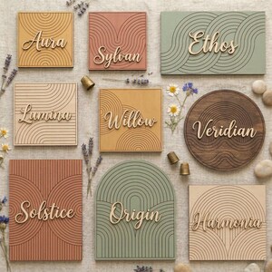 Boho Shiplap Name Frame SVG DXF, Laser Cut Files Glowforge Cricut, Mid-Century Modern, Geometric Monoline (Digital Download)