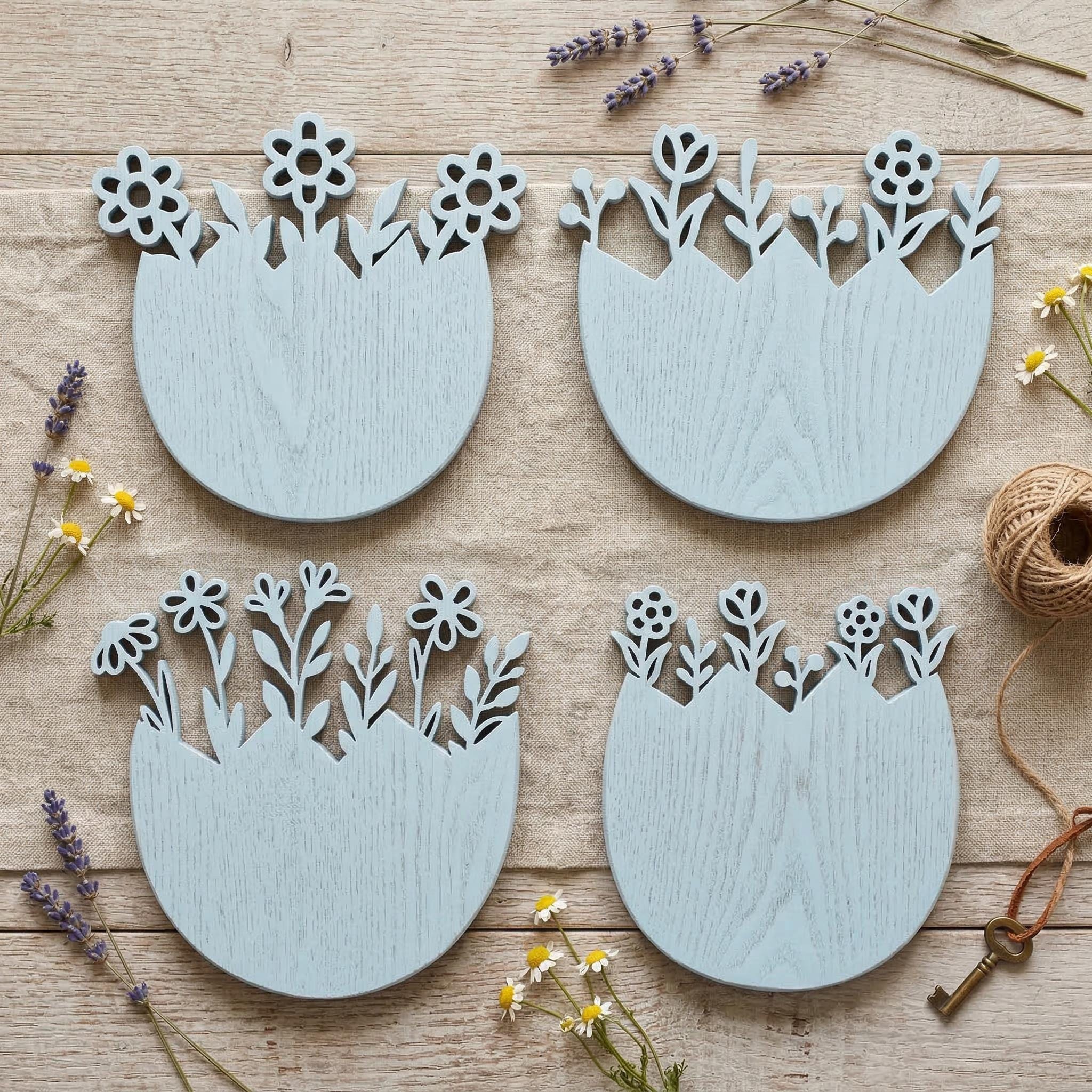 Floral Easter Cracked Egg SVG DXF Bundle, Laser Cut Files Glowforge ...