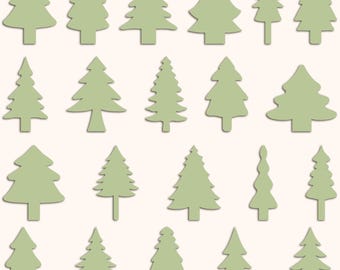 Paquete de 123 árboles forestales sencillos SVG, DXF y PNG, archivos cortados con láser, grabado Glowforge, silueta, Cricut, pino navideño, abeto, bosque, perenne